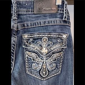 GRACE IN LA BOOTCUT JEANS SZ 27 EMBELLISHED